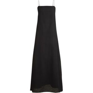 J. Crew Black Spaghetti-Strap Maxi Dress Linen